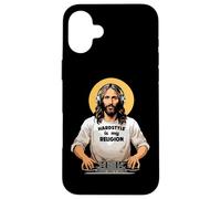 Techno Merch HARDSTYLE IS MY RELIGION Jesus Hardstyle Custodia per iPhone 16 Plus
