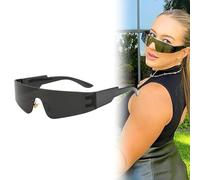 Techno Occhiali da Sole Futuristici Uomo, Alieno, a Specchio per Rave Party, Nero