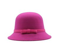 Techno Outfit - Cappello da uomo e da donna, stile anni '20, invernale, in lana, schiacciabile, a bombetta, rotondo, da uomo, Rosa acceso, Taglia unica