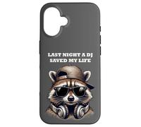 Techno Raccoon Spirit Animal, Last Night Un DJ mi ha salvato la vita Custodia per iPhone 16