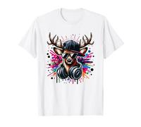 Techno Rave Party Rock Metal Punk Schlager Spruch Hirsch DJ Maglietta
