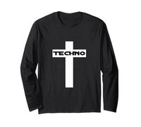 Techno Religione Croce Bianca | Techno Love | Techno Musica Maglia a Manica