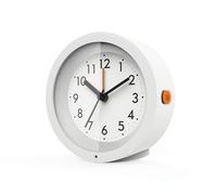 Alta qualità, modello X, sveglia al quarzo AA8 con luce notturna automatica, secondo strisciante, base antiscivolo, bianco, 113 x 35 x 113 mm