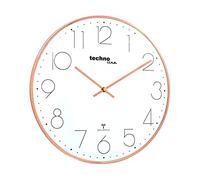 Technoline Orologio da parete moderno in filigrana con copertura in vetro curvo e quadrante molto chiaro, 40 x 2,5 cm, oro rosa