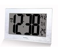 Technoline WS 8018 - Orologio da parete a LED, effetto argento spazzolato, dimensioni: 212 x 140 x 32 mm
