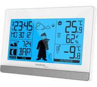 Technoline WS9612 in bianco, con temperatura interna ed esterna, previsioni meteo, orologio radio