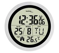 Technoline WT3005 Orologio Digitale da Parete per Bagno, Plastica Alluminio, Argento, Ø 147 x 79 mm