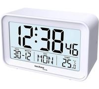 technoline WT497 - Sveglia digitale moderna, temperatura interna, data, giorno della settimana, allarme e snooze, bianco