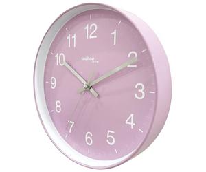 Technoline WT7530 - Orologio da parete analogico senza ticchettio, al quarzo, 25 cm, colore: rosa/bianco