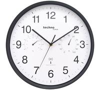 Technoline Orologio da Parete Radio Nero, 30 cm, Fuso orario Europa