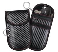 TECHNOPLAY Faraday, custodia per blocco del segnale delle chiavi dell'auto, antifurto, custodia per chiavi con blocco del segnale RFID, custodia per la sicurezza dell'auto, 2 diverse dimensioni, Nero