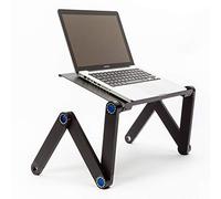 TECHNOSMART Tavolino da letto per PC | Leggio da letto pieghevole per computer portatile con sistema di ventilazione | Regolabile a 360° | 42 x 26 x 48 cm