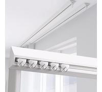 Techo - Binario per tenda 100, 450 cm, extra resistente, montaggio a soffitto, per divisori e alloggiamenti (colore: bianco, lunghezza: 390 cm)