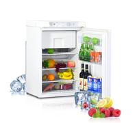 Techomey Frigorifero Trivalente 12V 220V Gas, 100L, Frigorifero a Gas, con Congelatore, Frigorifero Trivalente per Camper, Campeggio, Roulotte, Garage, Camion, Bianco