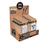 TechOneTech espositore di 12 auricolari - Microfono integrato - Mini jack da 35 mm - Assistente vocale - Cavo da 120 m