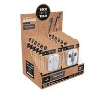TechOneTech espositore di 12 auricolari - Microfono integrato - Mini jack da 35 mm - Assistente vocale - Cavo da 120 m