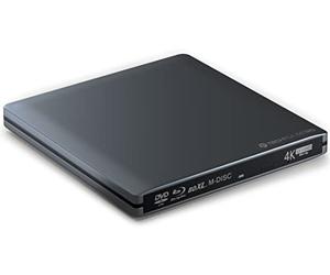techPulse120 - Masterizzatore esterno, Blu-ray DVD CD USB-C UHD 3D M-DISC BDXL HDR10 100GB con Cavo di Collegamento (Masterizzatore USB C UHD 4K, Alluminio Grigio/Antracite.)