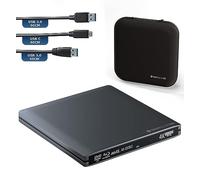 techPulse120 - Masterizzatore esterno UltraHD UHD 4k 3D M-DISC BDXL HDR10 100GB USB 3.0 & USB-C, masterizzatore Burner Superdrive UltraSlim BD DVD CD CD Ultra Pack Custodia 90cm cavo di collegamento