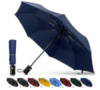 TechRise Ombrello, Ombrello Storm fest con apertura e chiusura automatica, Ombrello tascabile portatile e pieghevole per uomini e donne bambini, Blu mare