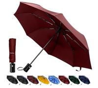TechRise Ombrello, Ombrello Storm fest con apertura e chiusura automatica, Ombrello tascabile portatile e pieghevole per uomini e donne bambini, Rosso intenso