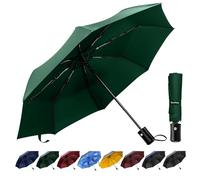 TechRise Ombrello, Ombrello Storm fest con apertura e chiusura automatica, Ombrello tascabile portatile e pieghevole per uomini e donne bambini, verde scuro