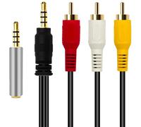 TechSide Cavo RCA 1,5 m | Da Maschio a Jack 3.5 mm | Adattatore OMTP/CTIA Incluso | Cavo Audio Video per Videocamere, Convertitori VHS e Grabber