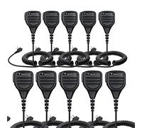 TechSide Microfono Altoparlante da Spalla Impermeabile 2 Pin per Keenwood + Jack 3,5 + Clip Girevole Radio ricetrasmittenti | TS-T9+ TI-F8+ Midland G10 G11V CT210 BaoFeng UV5RA UV-82 (10 Pz)
