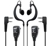 TechSide Microfono Auricolare Avvolgente cavi spiralati | Radio ricetrasmittenti | Compatibile con Kenwood 2 pin TI-F8+ Midland G10 G11V CT890 BaoFeng UV-82 UV5RA | Vigilanza Sicurezza SoftAir (2 Pz)