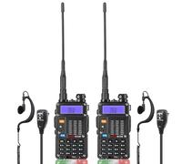 TECHSIDE MOD. POTENTE 8W | Tri-Power Radio TS-T9+ Dual Band Vhf/Uhf | COMPATIBILE BAOFENG canali PREINSTALLATI MIDLAND G9 Pro TI-F8+ PMR446 LPD SoftAir Vigilanza Trekking | Premium Garanzia ITA (2 Pz)