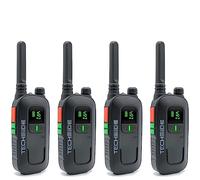 Techside TS-T2 Ricetrasmittente Professionale Walkie Talkie 16 Canali PMR446 (Libero Uso) | Vox a 5 Livelli | Scansione Automatica Canali | Auricolare e Caricatore USB Full Optional | Set 4 Pezzi