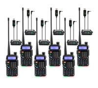 Techside Walkie Talkie Aggiornato Potenza 8W | 8 Pmr 69 Lpd Tri-Power | Dual Band Vhf/Uhf | Compatibile Canali Preinstallati Midland G9 Pro UV5R Ti-F8+ Softair Vigilanza Trekking | Garanzia Ita (6 Pz)