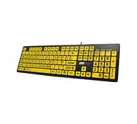 TechSilver Tastiera grande per stampa - Giallo ad alto contrasto - USB cablata per ipovedenti e anziani - layout UK