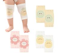 Techson 3 paia di ginocchiere per gattonare, antiscivolo, morbide, scaldamuscoli e protezioni per le ginocchia, motivo animali adorabili, calzini unisex per gattonare (ananas, mostro, fiore, 0-36 mesi