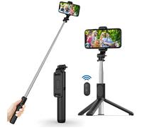 Techsuit - Bastone per selfie - con telecomando Bluetooth - 100 cm - Nero