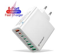 Techsuit Caricabatterie da rete - 4 x USB, 4 x Type - C, Ricarica veloce, 65W - Bianca