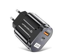 Techsuit - Caricatore da rete Premium - USB - A, QC 3.0, USB - C, 20 W - Nero