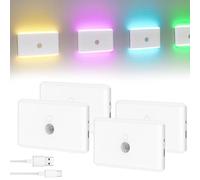 TechVizrs Luce notturna RGB con sensore di movimento, luce notturna LED ricaricabile Mini luci dimmerabili per scale Luce da corridoio per scale, camera da letto, corridoio, bagno, cucina (4)