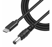 TECHZOCO Cavo alimentazione USB C a DC, cavo di prolunga alimentazione CC, cavo di ricarica USB C, compatibile con CCTV, DVR, router, computer, batterie, 9 V CC 3 A, DC 5,5 x 2,5 mm, nero, 100 cm