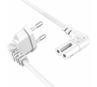 TECHZOCO Cavo di alimentazione IEC-320 C7 a gomito Cavo Alimentazione Tipo C Euro, Sezione 0.75 mm², compatibile con Samsung, Philips, LG Sony Sharp Panasonic LED TV Sky TV, Sky, Bianco, 1 metro