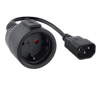 TECHZOCO Cavo di alimentazione prolunga Shucko, cavo adattatore di alimentazione per SAIS da connettore C14 maschio a connettore CEE7 femmina, cavo UPS 100% rame AWG18, colore nero, 25 cm