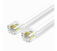 TECHZOCO Cavo Telefonico RJ11 ADSL Modulare 6P4C Western per Fax Modem Router DSL VDSL ISDN Internet - Bianco, 10 Metri