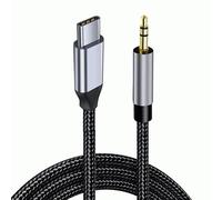 TECHZOCO Cavo USB C a jack 3,5 mm AUX, cavo audio USB-C a 3,5 mm, cavo ausiliario in nylon intrecciato per USB-C, ausiliario veicolo, compatibile con iPhone, Samsung, Huawei, Nylon, 1 metro