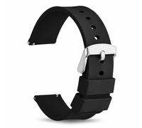 TECHZOCO Cinturino per orologio in silicone, cinturino in silicone, cinturino sportivo, cinturino per orologio universale, cinturino per orologio in silicone, sgancio rapido, Nero (Febiglia