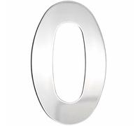 TECHZOCO Numero 0 casa, numero zero casa, numero 0 per porta, numero da parete, numero 0 cassetta delle lettere, acciaio inossidabile 304, altezza 75 mm x larghezza 47 mm, adesivo, argento