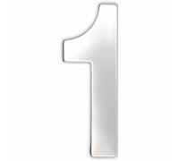 TECHZOCO Numero 1 casa, Numero 1 casa, Numero 1 per porta, Numero da parete, Numero 1 cassetta delle lettere, Acciaio inossidabile 304, altezza 75 mm x larghezza 47 mm, adesivo, argento