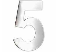 TECHZOCO Numero 5 casa, Numero Cinque casa, Numero 5 per porta, Numero da parete, Numero 5 cassetta delle lettere, Acciaio inossidabile 304, Altezza 75 mm x Larghezza 47 mm, Adesivo, Argento