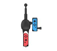 TECKEEN Impugnatura nera per canna da pesca con manico rotante per interruttore NS per console Joy-Con, accessori realistici per giochi di pesca