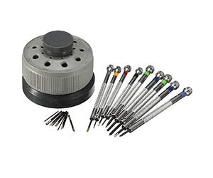 TECKEEN Set di cacciaviti scanalati a lama piatta per orologio di precisione in metallo 9PCS per kit di strumenti per orologiai