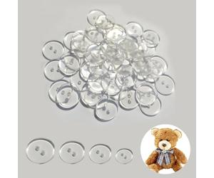 TECKI 160 Pezzi Bottoni Trasparenti - Bottoni in Resina da 10 mm, 12,5 mm, 15 mm, 20 mm, 25 mm, Bottoni Rotondi a 2 Fori, Camicia Bianca, Cucito Artigianale