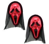 TECKI 2 Pezzi Rosso Ghostface Mask - Horror Maschera Halloween Scream Costume, Puntelli Realistici per Feste in Maschera, Carnevale, Festa Dell'orrore, Casa Infestata